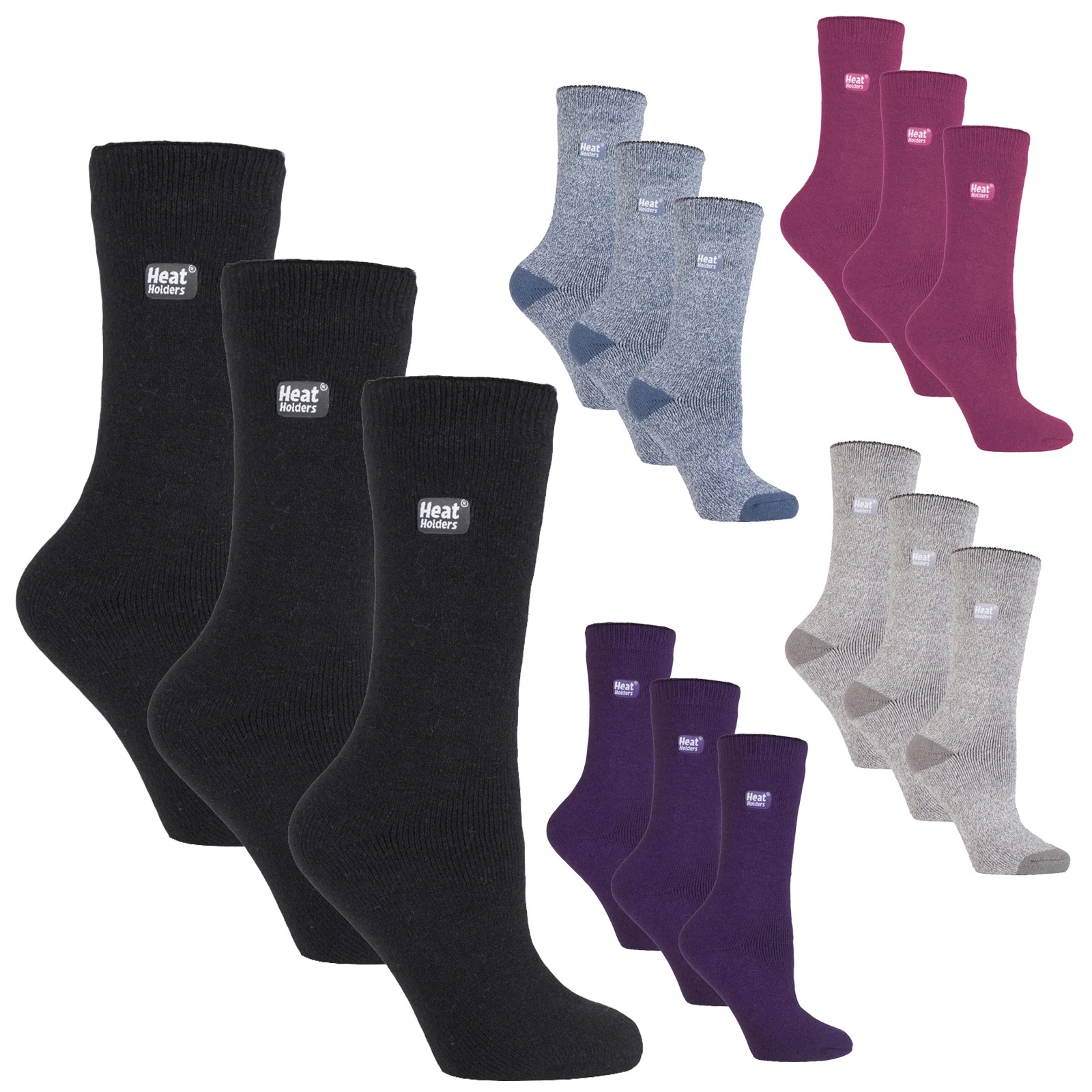 Womens Thermal Socks by Heat Holders Lite , 3 Multi Pack Fluffy Inner Socks
