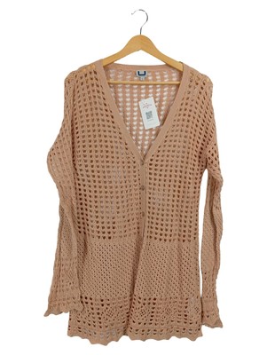 Adolfo Dominguez Damen Strickjacke Beige Lochmuster Gr. 40/L Casual