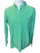 Ralph Lauren Green Check Button Down Classic Fit Dress Shirt XL Cotton