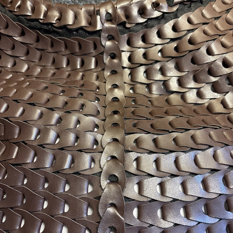 Large Faux Leather Woven Aldo Dark Brown  brown slouchy hobo Tote Bag - Image 4 of 4