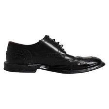 DOLCE & GABBANA Shoes Black Leather Derby Wingtip Formal Men EU42 / US9 1200usd
