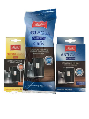 2 x Melitta Pro Aqua Claris Wasserfilter + Reinigungstabs + ANTI CALC Entkalker