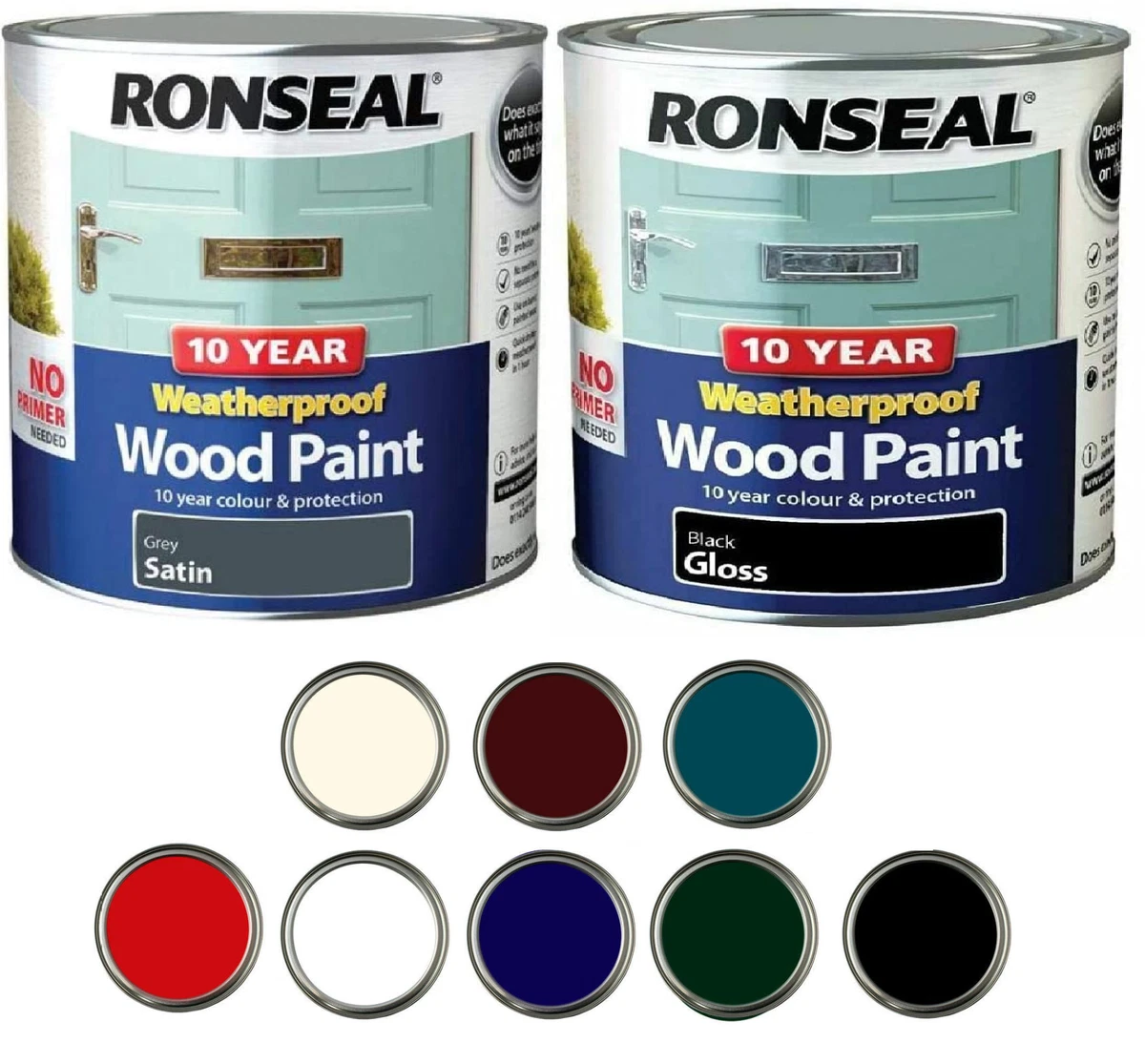 Ronseal 10 Year Weatherproof Wood Paint SATIN GLOSS Finishes 2.5
