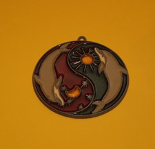 Stain Glass SUN-CATCHER Jumping Dolphins- Window or Hanging Decor; 3.75" Round