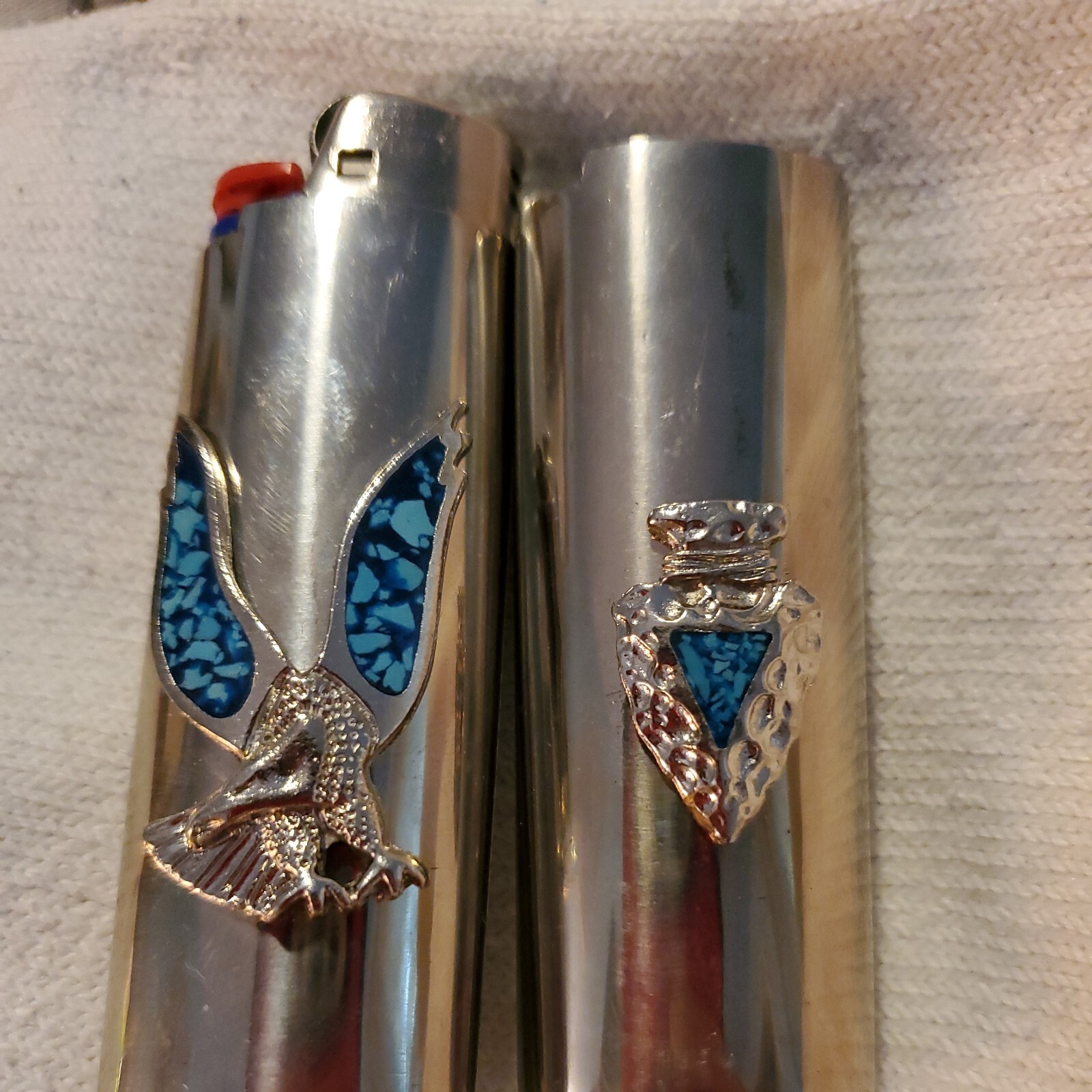 Vtg Lighter Case Eagle Arrowhead Lot Western Cover Holder 70s Turquoise for Bic