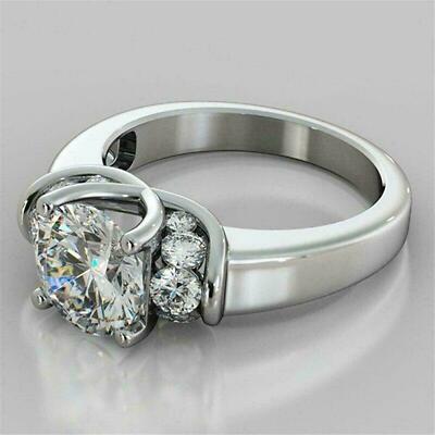 2.20Ct Rund Knstlicher Diamant Solitaire Verlobungsring 14K Wei Vergoldet  | eBay.de