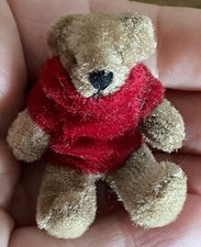 Dollhouse Tiny Mini Bear Artist 1.75  Jtd Teddy Bear Red Sweater