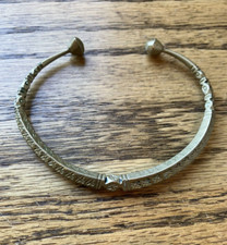 Vintage African Tuareg Tribal Or Moroccan Brass Cuff Bracelet Bangle Estate Find