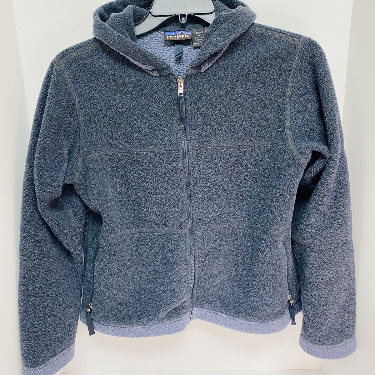 s Patagonia Womens M Synchilla Artic Blue Full Zip Hood Fleece