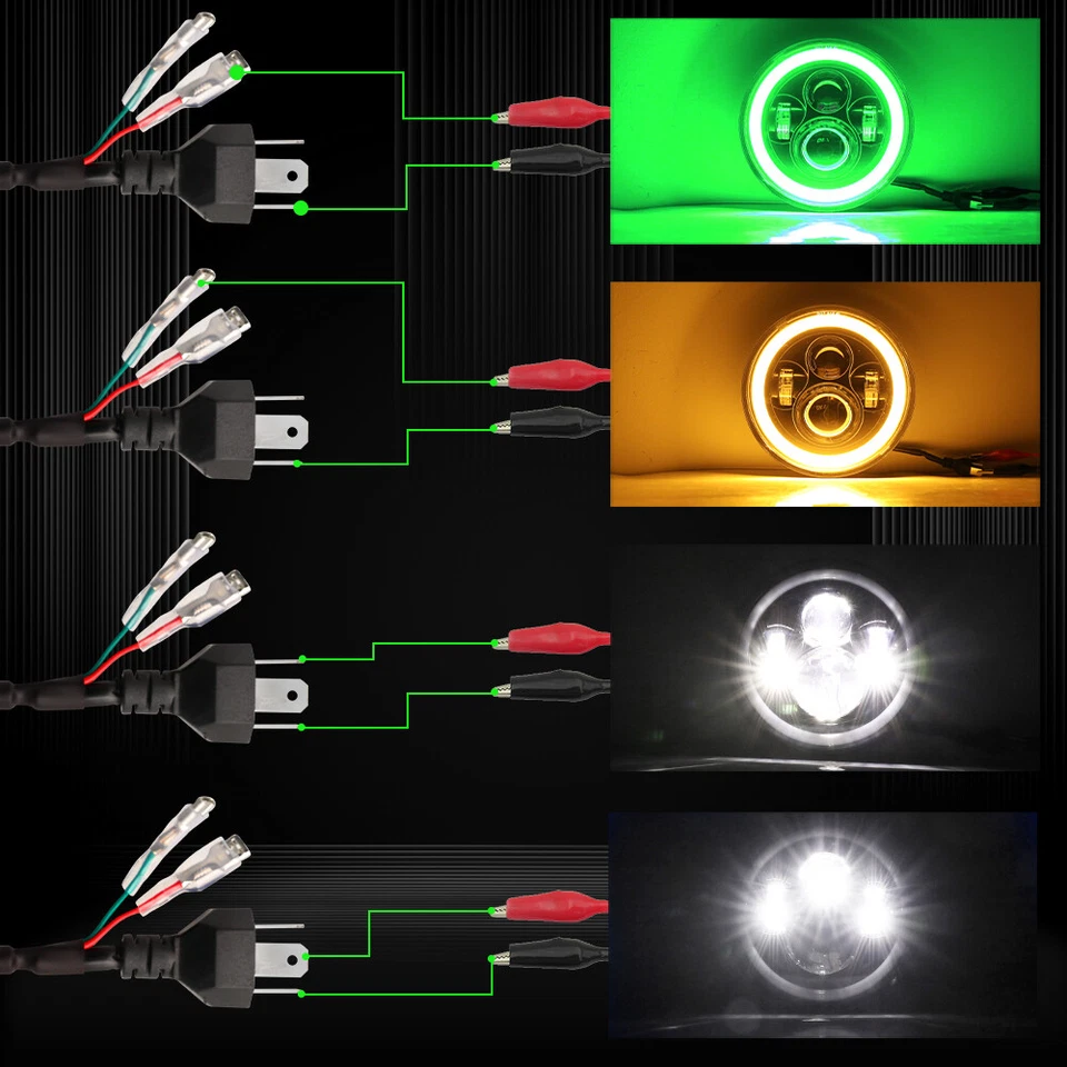 4pcs For 1976-1986 Jeep CJ-7 Combo 7" inch LED Headlights Turn Tail Lights Kits - Image 4 of 4