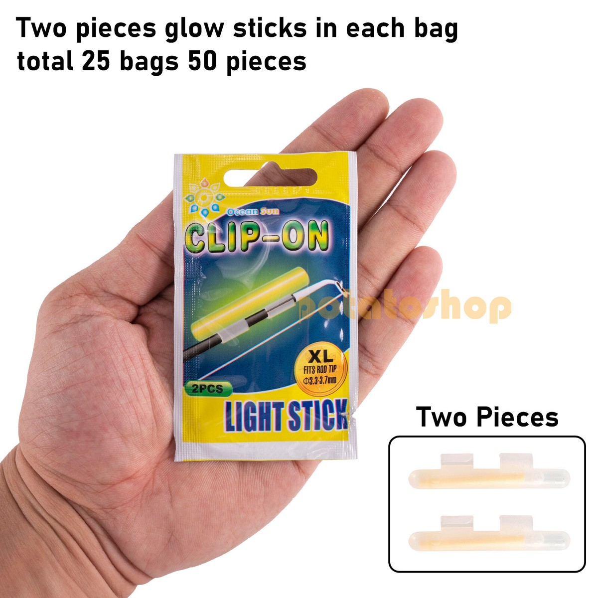 Lot De 50 Bâtonnets Luminescents Clip Pour Canne à Pêche - Taille 3L (4.1mm) - Vert - Pêche De Nuit