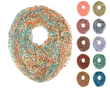 64" Wide Crochet Confetti Infinity Spring Summer Scarf Knit Multi Color Loop