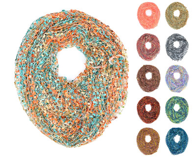 64'' Wide Crochet Confetti Infinity Spring Summer Scarf Knit Multi Color Loop