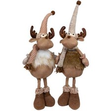 2x Elch 48cm (60cm) groß stehend braun Deko Figur Rentier Pärchen Wohnzimmer