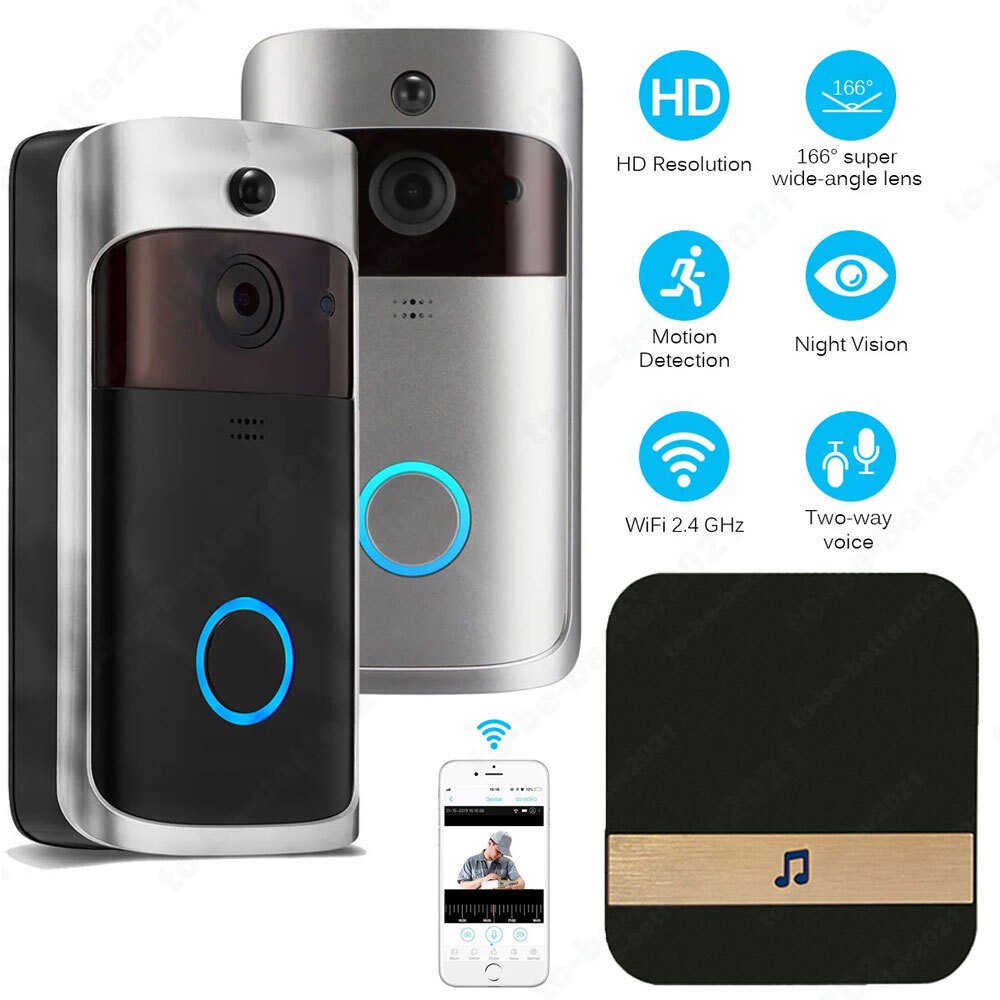 Wireless Doorbell Smart Wi-Fi Security Two-Way Door Bell HD Camera With Chime-image