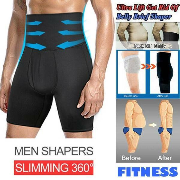 Men Slimming High Waist Boxer Shorts Tummy Control Gym Workout Pants