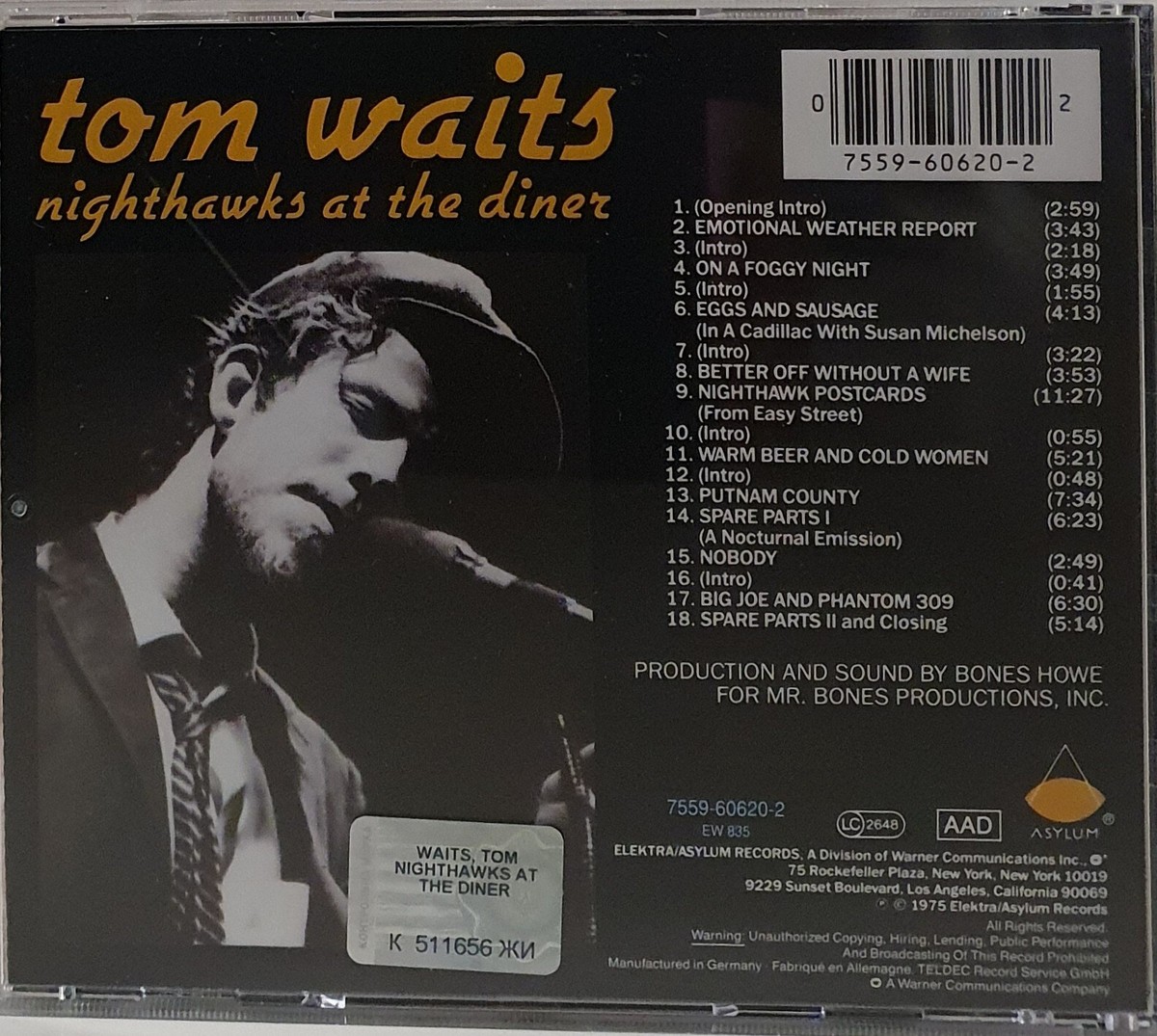 Nighthawks at the Diner by Tom Waits (CD, Feb-1989, Elektra (Label