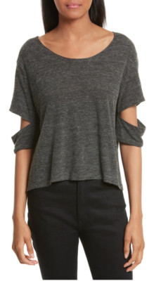 NWT IRO Women's Anthracite ilean Cutout Tee Size S #OS396
