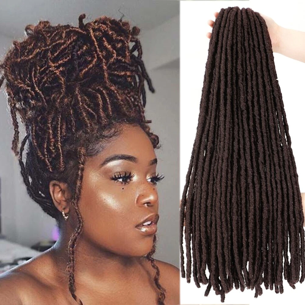 Women Synthetic Faux Locs Crochet Braids Hair Dreadlocks Dark Brown  Extensions