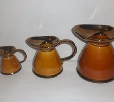 3 LORD NELSON POTTERY ENGLAND Vintage Pitcher Set Lot Water Brown Milk Creamer