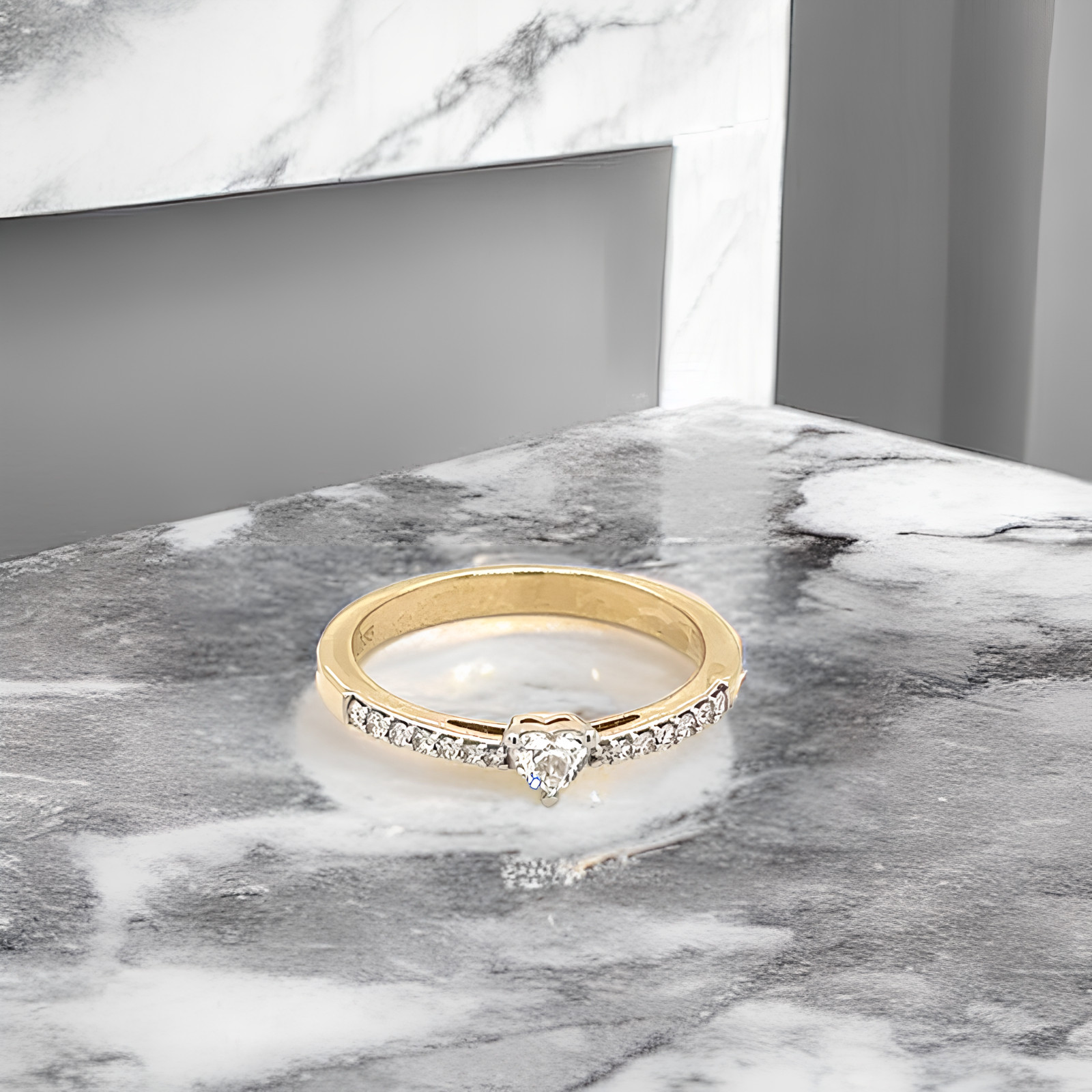 Bague en or jaune 14k avec diamants | Idée cadeau anniversaire mariage