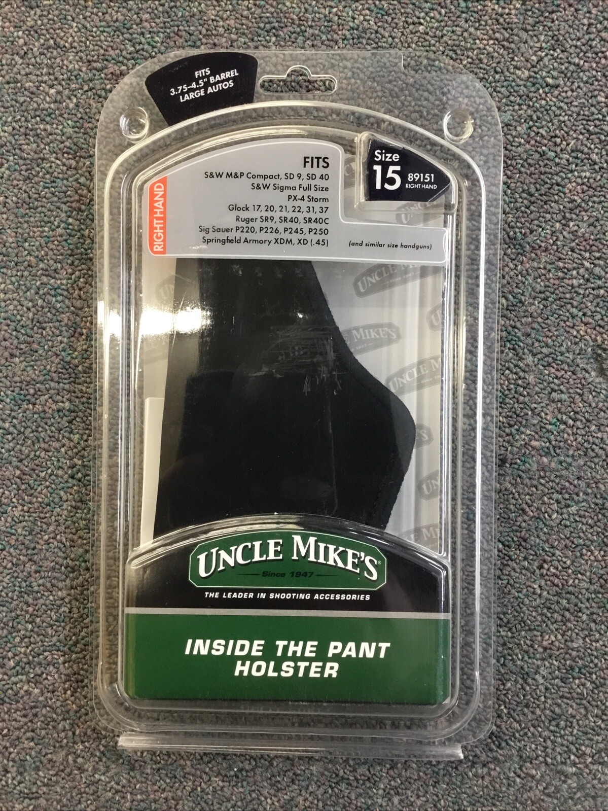 Uncle Mikes Size 15 Right Hand Inside The Pant Holster Sig SAUER, Glock, S&W