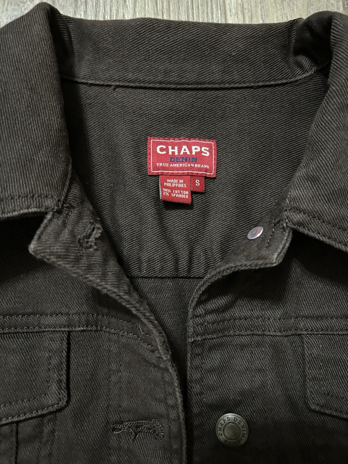 CHAPS Solid Brown Denim Stretch Cotton Jacket Sma… - image 3