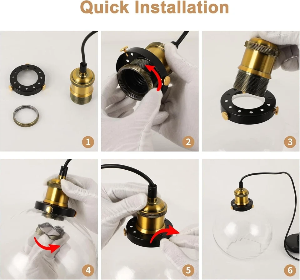 Стеклянный подвесной светильник FORKOSO — промышленные потолочные светильники с шариковой прозрачной текстурой - Изображение 3 из 4