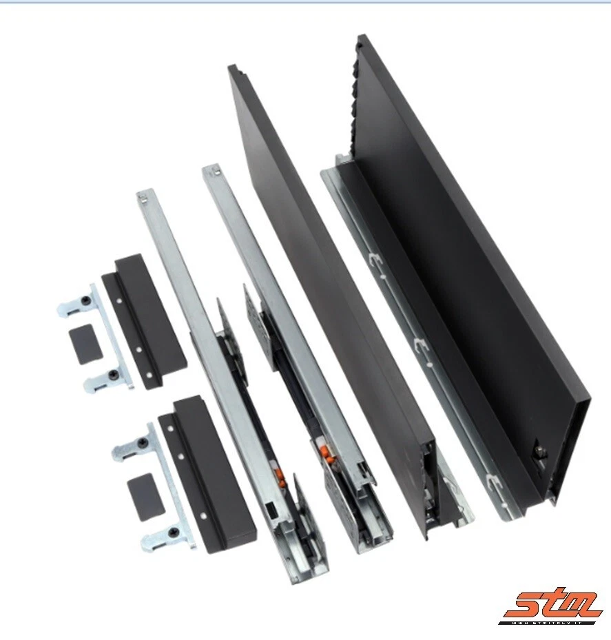 Coppia GUIDE SPONDINE Cassetto Portata 45 kg Estrazione Totale 4 Altezze - SP-SL - Immagine 2 di 4