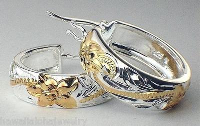 19 MM GELBVERGOLDET 925 SILBER HAWAIIANISCHE PRINZESSIN ROLLEN RUNDE CREOLEN OHRRINGE