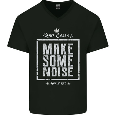 Rock n Roll Keep Calm & Make Some Noise Herren V-Ausschnitt Baumwolle