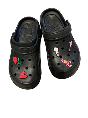 Ladies black platform clogs (37) 6.5