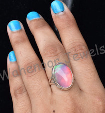 Size 6 US Aurora Opal 925 Sterling Silver Handmade Ring Beautiful Women Ring