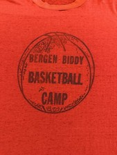 Vintage Bergen Biddy Basketball Camp T Shirt Large Red 70s Single Stitch