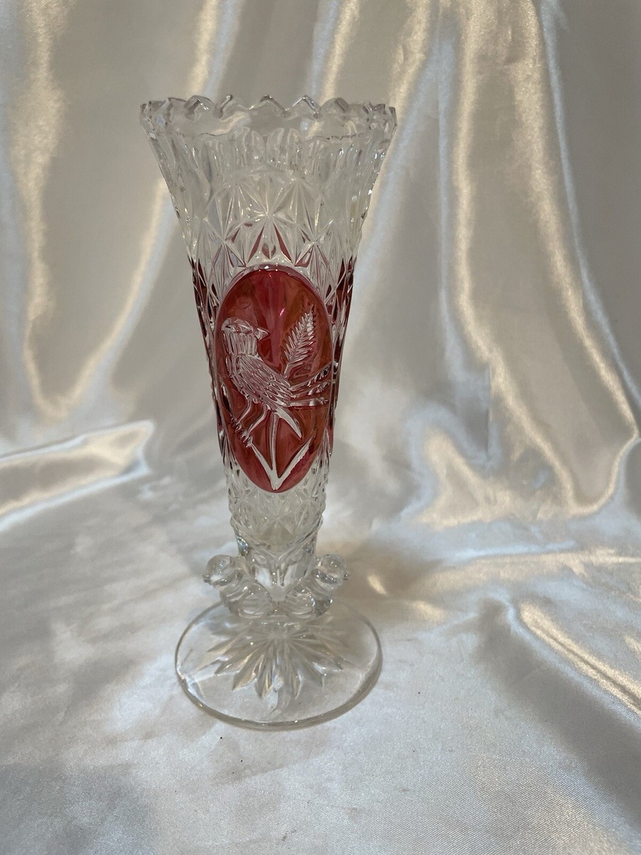 Hofbauer Byrdes German Lead Crystal Glass Ruby Red Amaris Bird