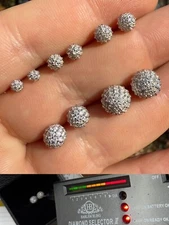VVS Moissanite Studs Disco Ball 3D Earrings Real 925 Sterling Silver 3-8mm ITALY