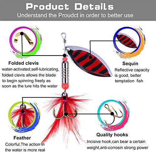  Fishing Lures, Fishing Spoon,Trout 20pcs fishing spinner with carrier bag