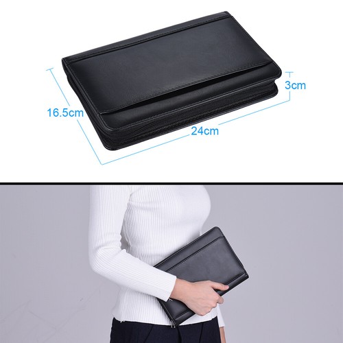 Portable A5 PU Business Portfolio Folder Document Case Organizer Note Pad Black - Picture 12 of 12