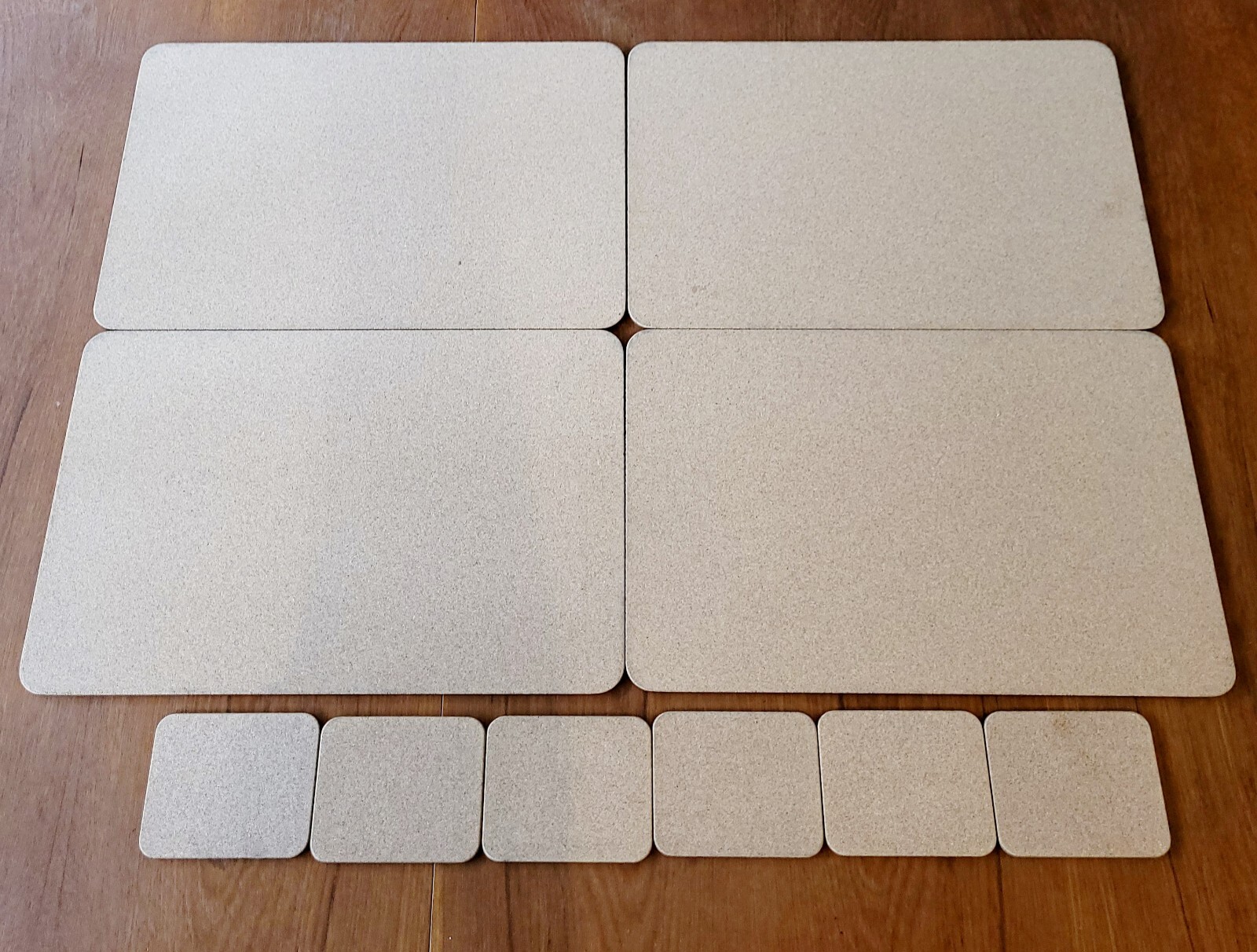 Cork Backed Placemats, & Coasters Set of 10 HYDRANGEA Floral Blues