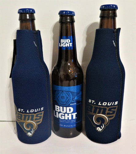 TWO (2) ST LOUIS RAMS NEOPRENE BOTTLE SUITS & TWO FLEXIBLE MAGNETS - Picture 2 of 4