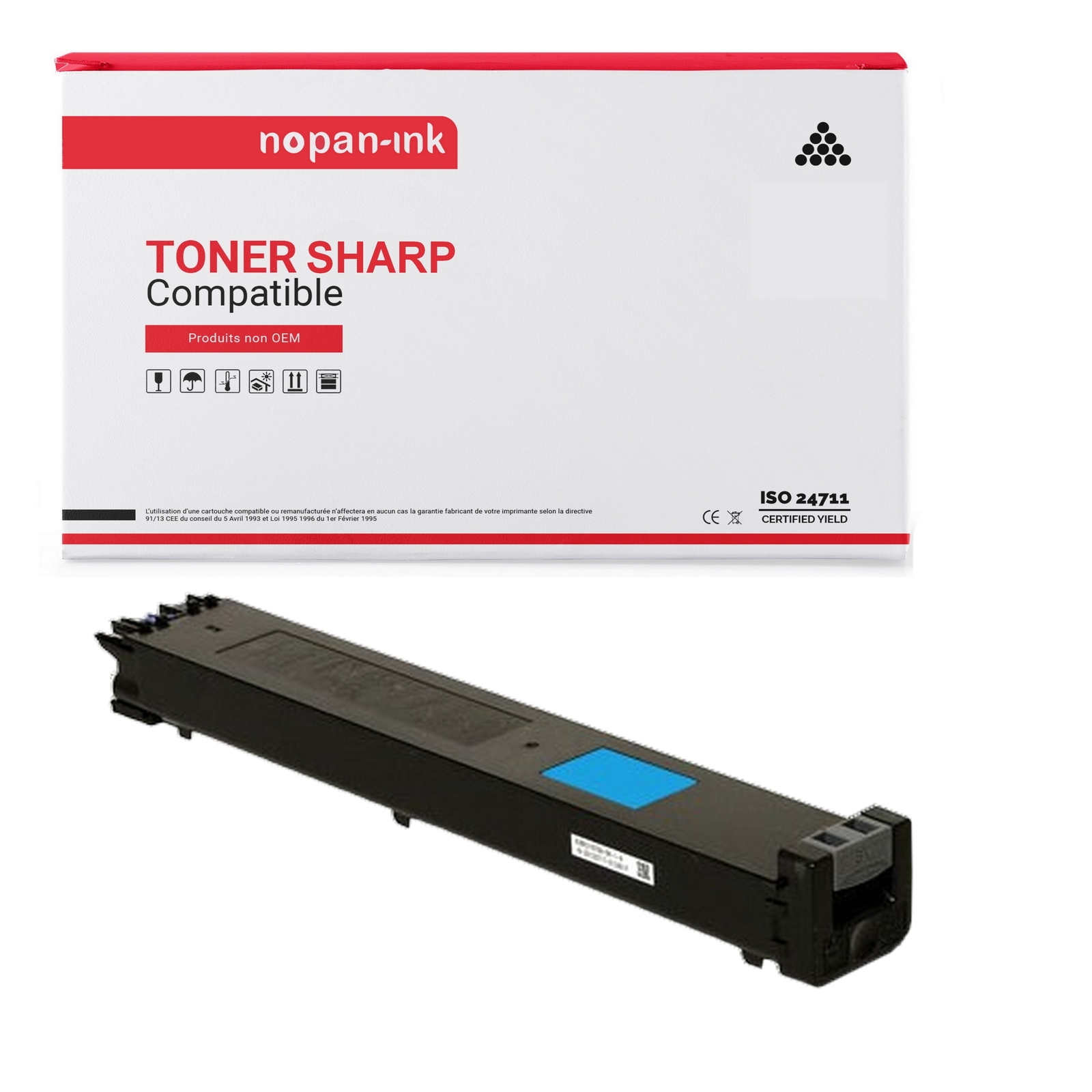 Toner cyan compatible SHARP MX-51GTCA pour imprimante de bureau NOPAN-INK