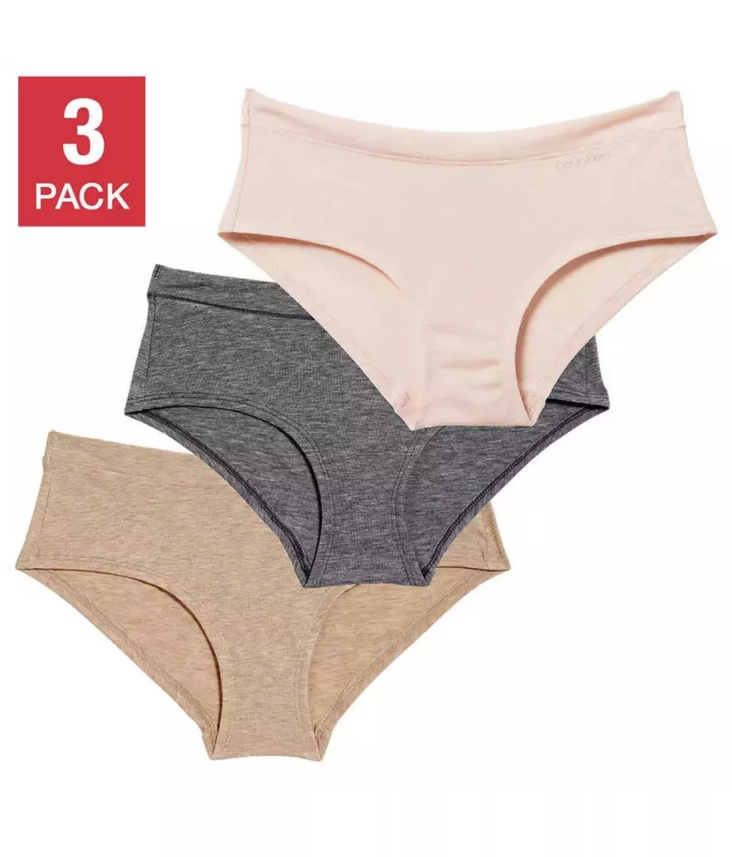 NWT Women's Calvin Klein 3 Pack Hipster Underwear Tan Pink Gray Small  Medium