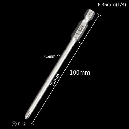1/4" Magnetisch S2 Stahl Kreuzschlitz Bit PH00 PH0 PH1 PH2 Länge 50mm - 200mm - Picture 49 of 58