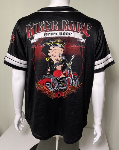 Betty Boop Shirt Motorcycle Graphic Adult XL Black Short Sleeve Biker Botton Up - Picture 7 of 22