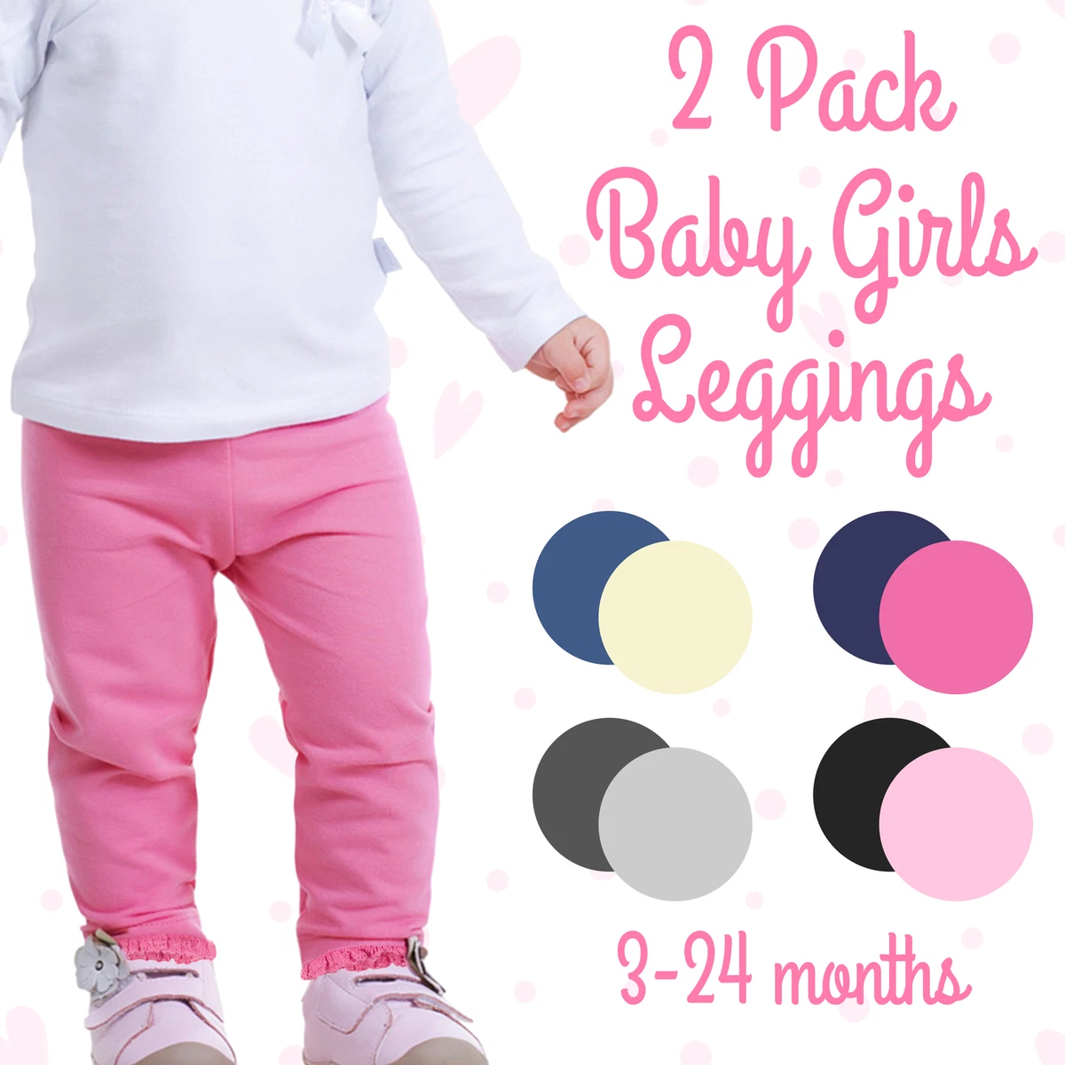 Infant Toddler Baby Girls Leggings Pants Bundle Multibuy Multipack Cotton  Rich