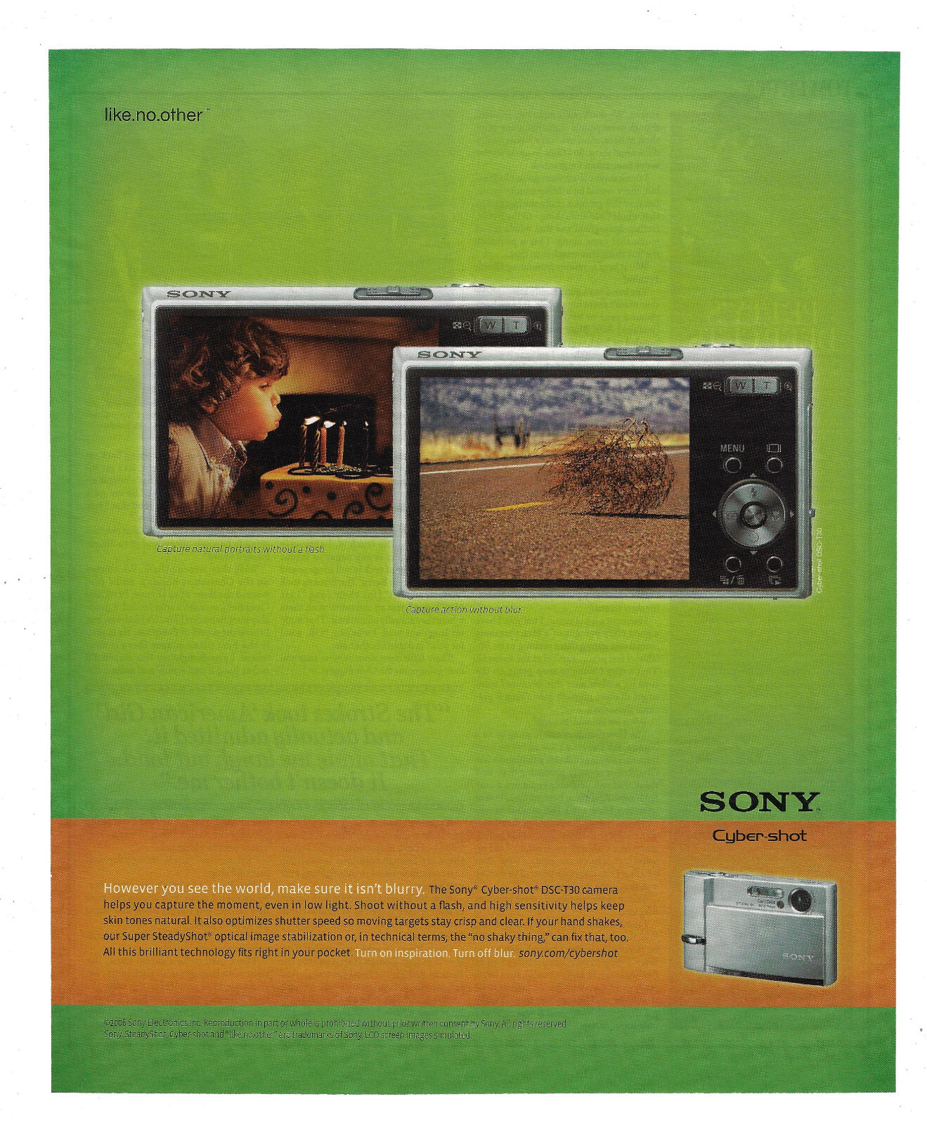 Sony Cyber Shot Print Ad Digital Camera Advertising DSCT30 2006 eBay