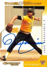 John Candelaria autographed baseball card Pirates 2003 Donruss Team Heroes #407