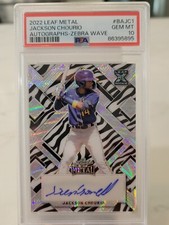 2022 Leaf Metal Jackson Chourio RC Auto Zebra Wave #/5 PSA 10 GEM MINT POP 1