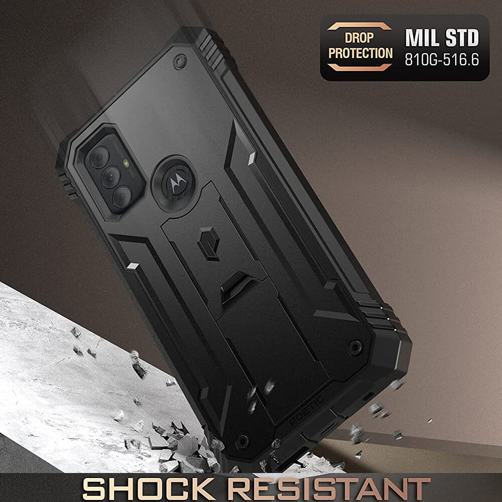 For Moto G Power 2022 Case | Poetic [with Kickstand] Rugged Phone Cover Black