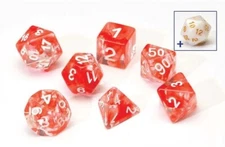 Sirius Dice Polyhedral Set - Translucent Cloud Red Acrylic + 1 Bonus D20 NEW NIP